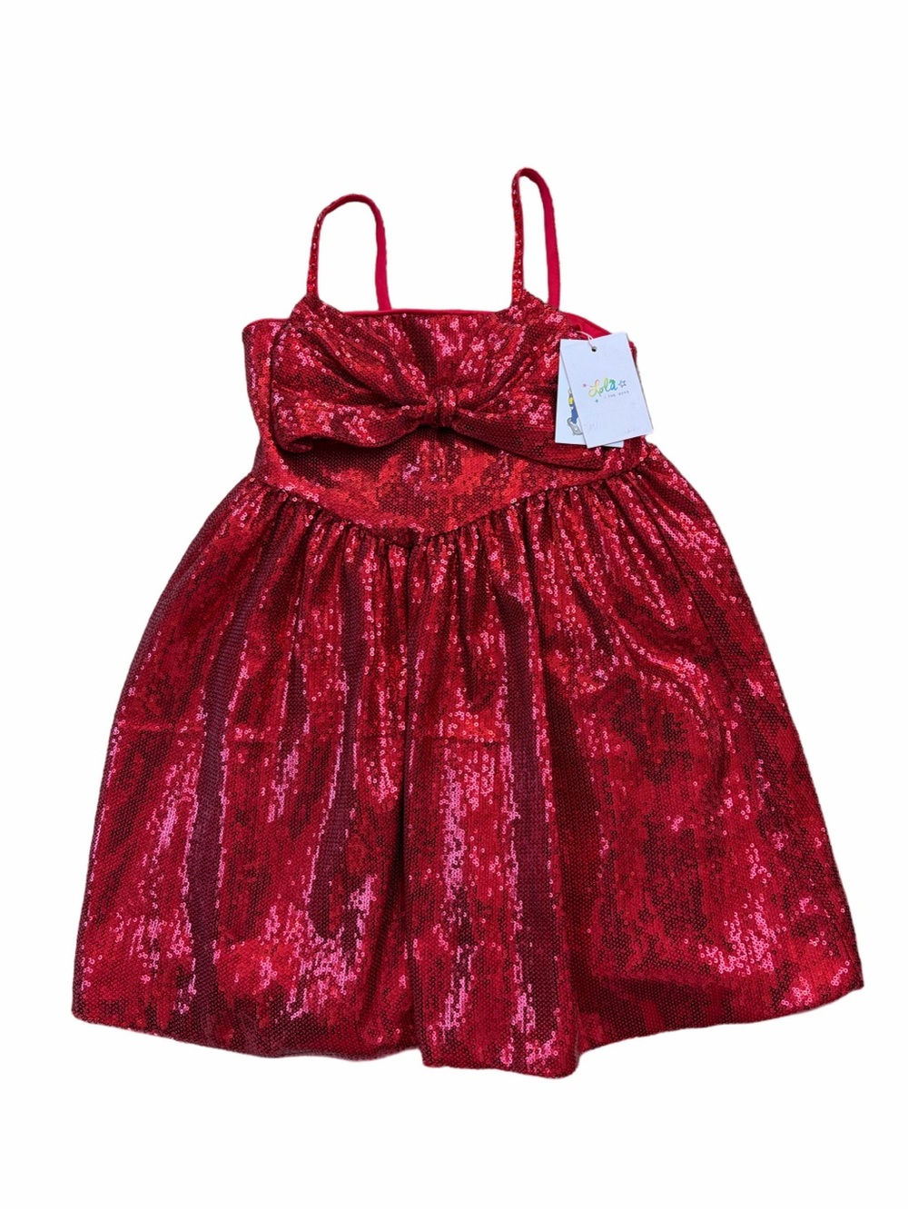 Lola + the Boys NWT Size 6 Big Bow Red Sequin Special Occassion Party Dress
